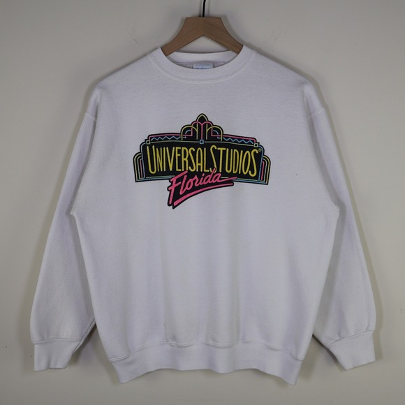 Tultex Other - Vintage Universal Studios Florida Tultex Sweatshirt White Neon Graphic Large